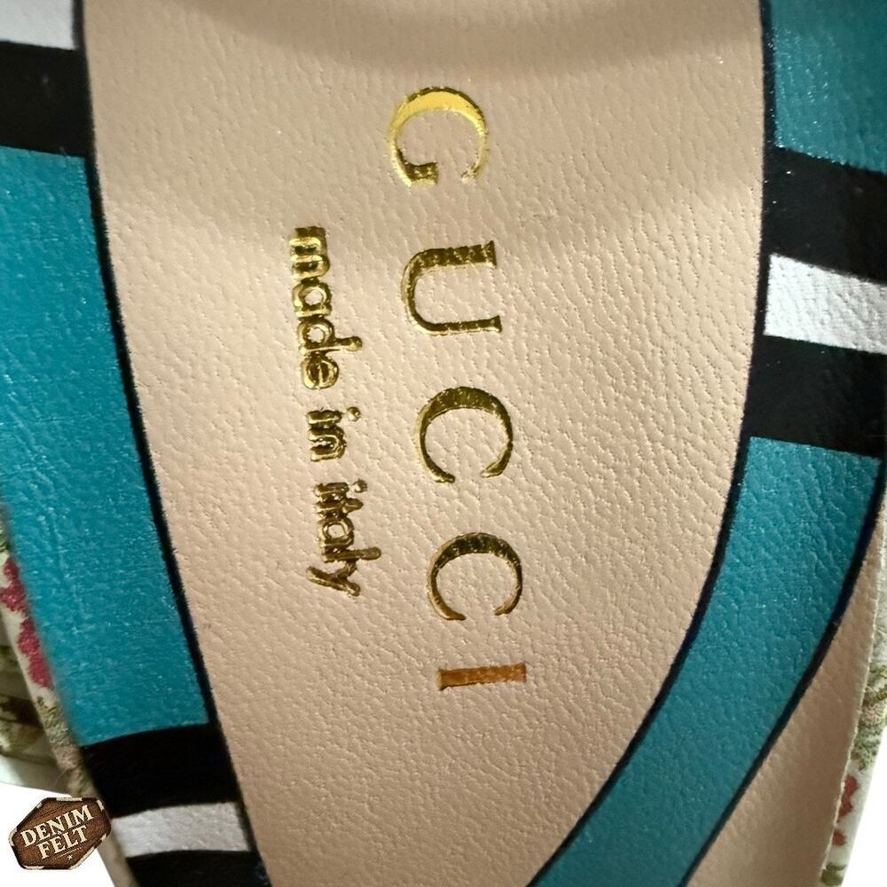 NEW Gucci Knotted Ivory Floral Leather Heels Size 35.5 Wedding Strappy Sandals - Picture 12 of 13